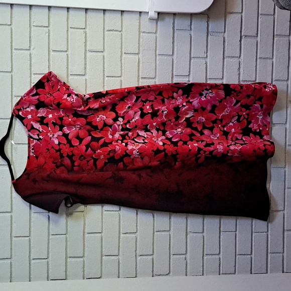 Bob Mackie Red/Pink/Black Floral Short Sleeve Maxi Dress. Size 2 XP - Picture 6 of 9